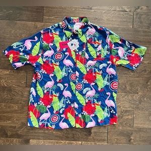 Chicago Cubs Pink Flamingo Hawaiian Shirt Size 2XL XXL MLB Genuine Merchandise